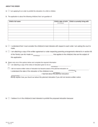 Form 16 (PFA724) Application for Order Prohibiting the Relocation of a Child - British Columbia, Canada, Page 6