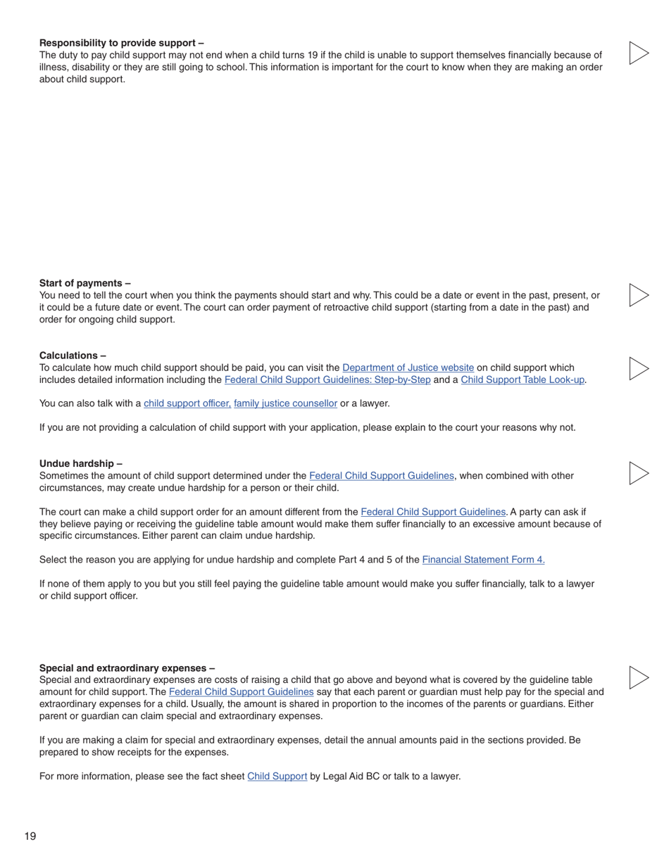 Form 3 (PFA712) Application About a Family Law Matter - British Columbia, Canada, Page 19