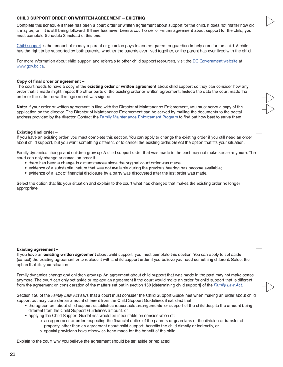 Form 3 (PFA712) Application About a Family Law Matter - British Columbia, Canada, Page 23