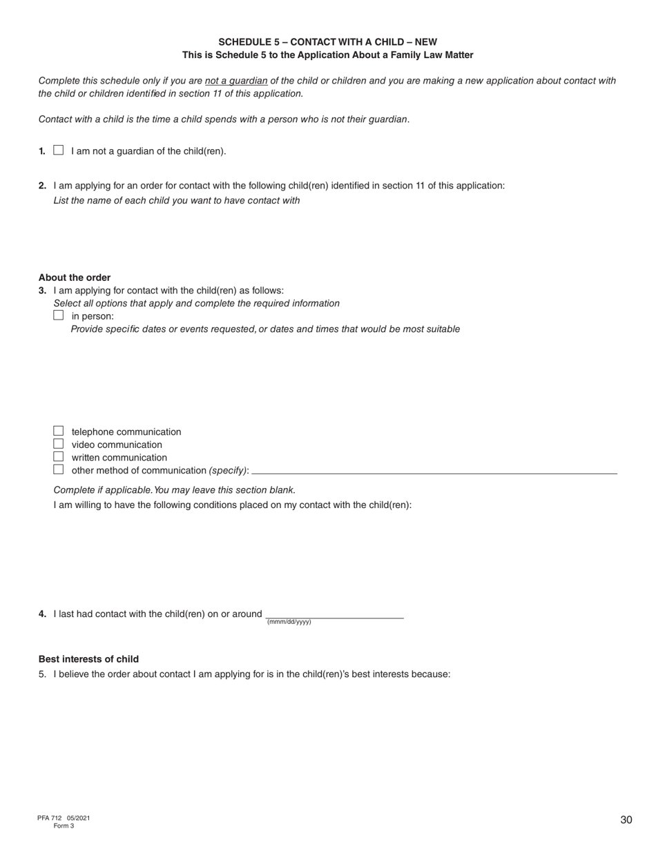 Form 3 (PFA712) Application About a Family Law Matter - British Columbia, Canada, Page 30