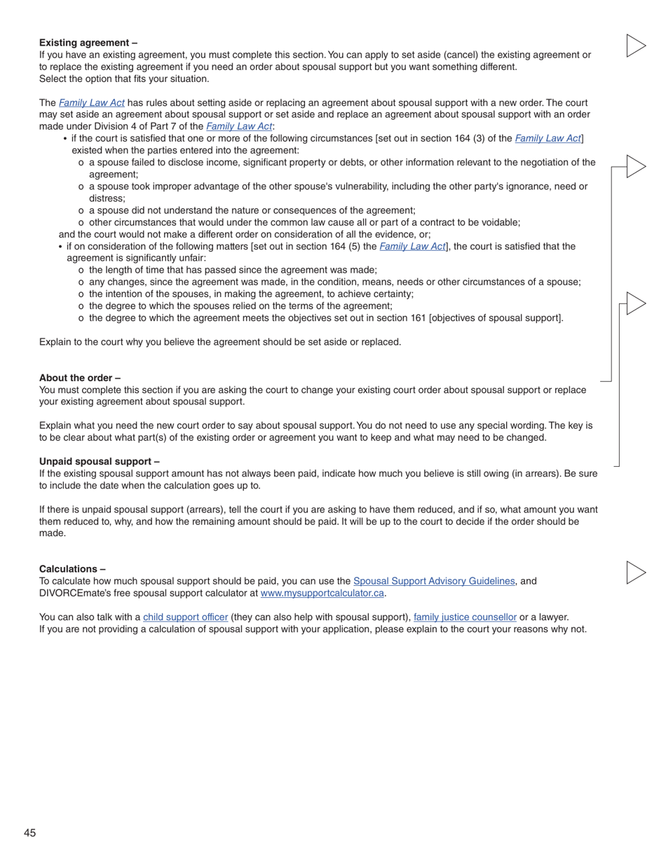 Form 3 (PFA712) Application About a Family Law Matter - British Columbia, Canada, Page 45