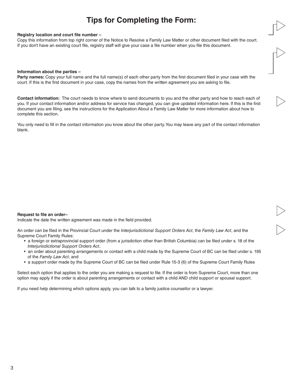 Form 28 (PFA745) Request to File an Order - British Columbia, Canada, Page 3