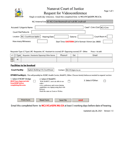 Request for Videoconference - Nunavut, Canada Download Pdf