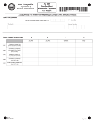 Document preview: Form AU-201 Non-resident Wholesaler Cigarette Tax Report - New Hampshire