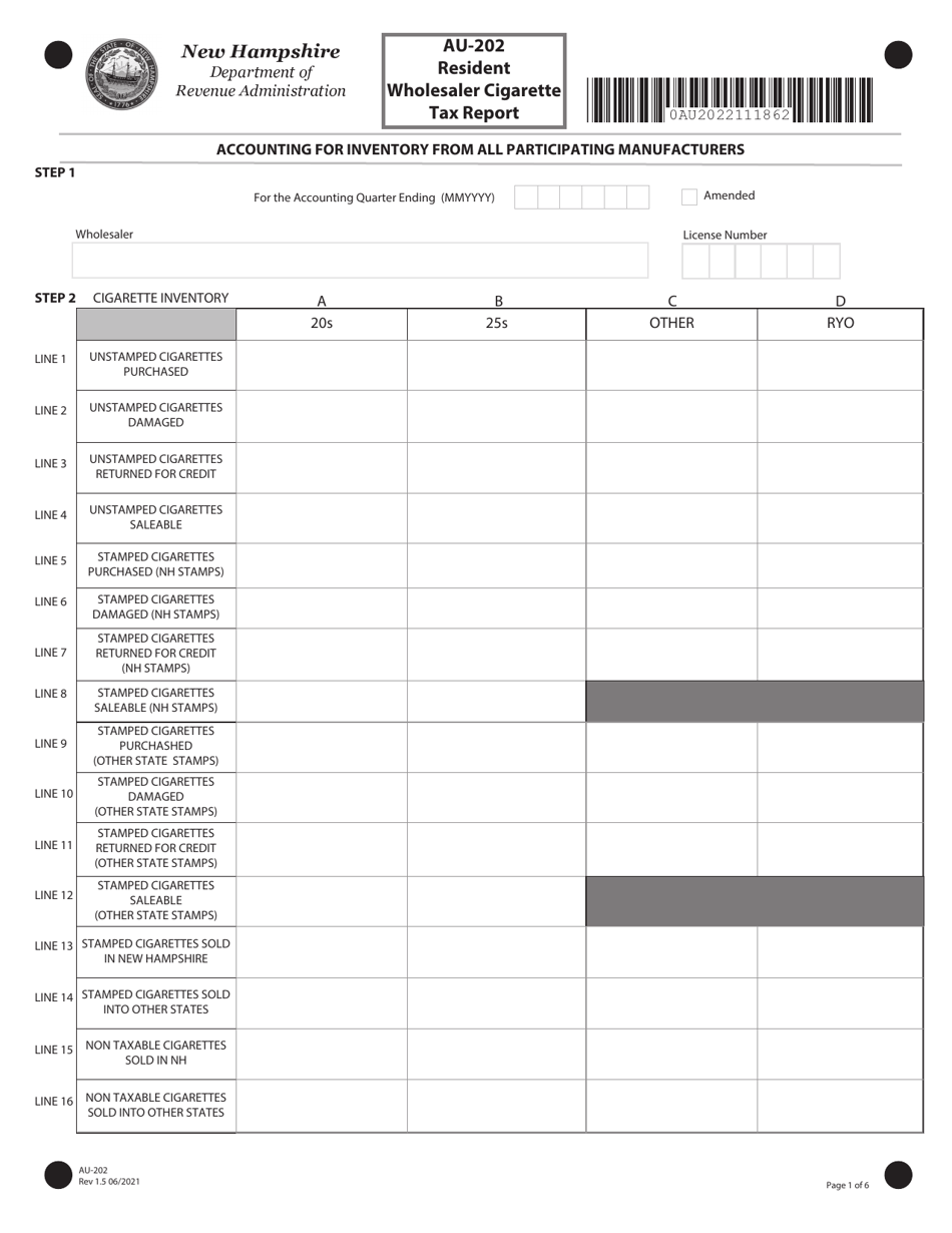Form AU202 Download Fillable PDF or Fill Online Resident Wholesaler