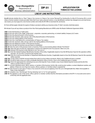 Form DP-31 Application for Tobacco Tax License - New Hampshire, Page 4
