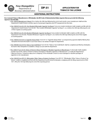Form DP-31 Application for Tobacco Tax License - New Hampshire, Page 5