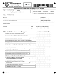 Form DP-151 Wholesalers' Other Tobacco Products Tax Return - New Hampshire