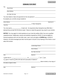 Form NHJB-3040-D &quot;Demand for Rent&quot; - New Hampshire