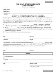 Document preview: Form NHJB-3206-DP Receipt of Payment and Notice for Dismissal - New Hampshire