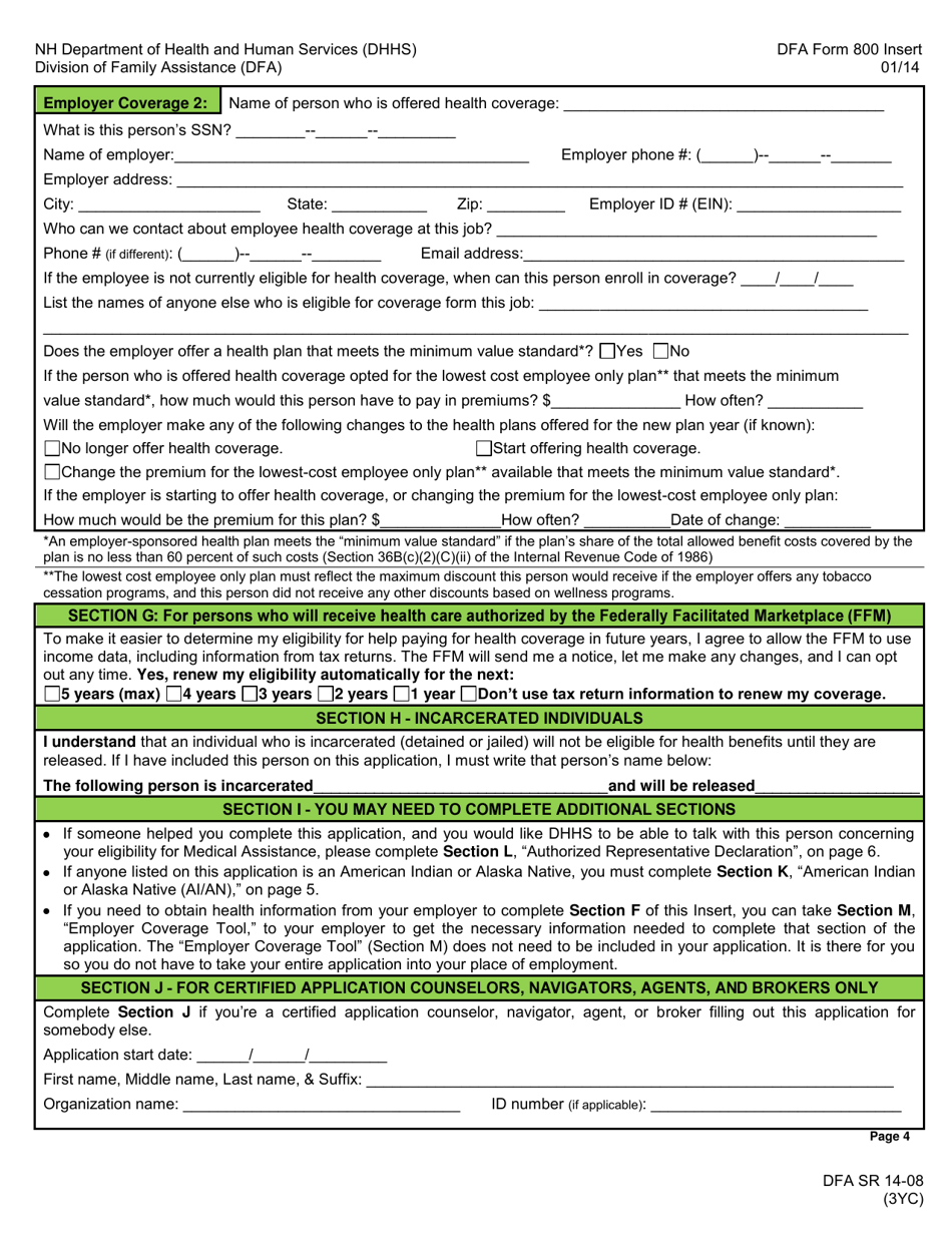 Form 800 INSERT Medical Assistance for Children, Pregnant Women,  Parent / Caretaker Relatives Insert - New Hampshire, Page 5