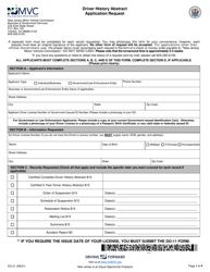 Form DO-21 &quot;Driver History Abstract Application Request&quot; - New Jersey