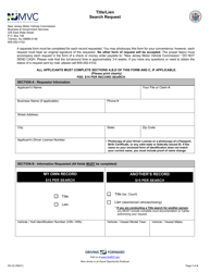Form DO-22 &quot;Title/Lien Search Request&quot; - New Jersey