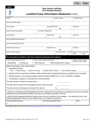 Form 12770 &quot;Landlord Case Information Statement (Lcis)&quot; - New Jersey