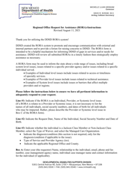 Document preview: Instructions for Developmental Disabilities Supports Division (Ddsd) Regional Office Request for Assistance (Rora) - New Mexico