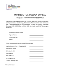 Form SLDTOX1400 &quot;Request for Priority Case Status&quot; - New Mexico