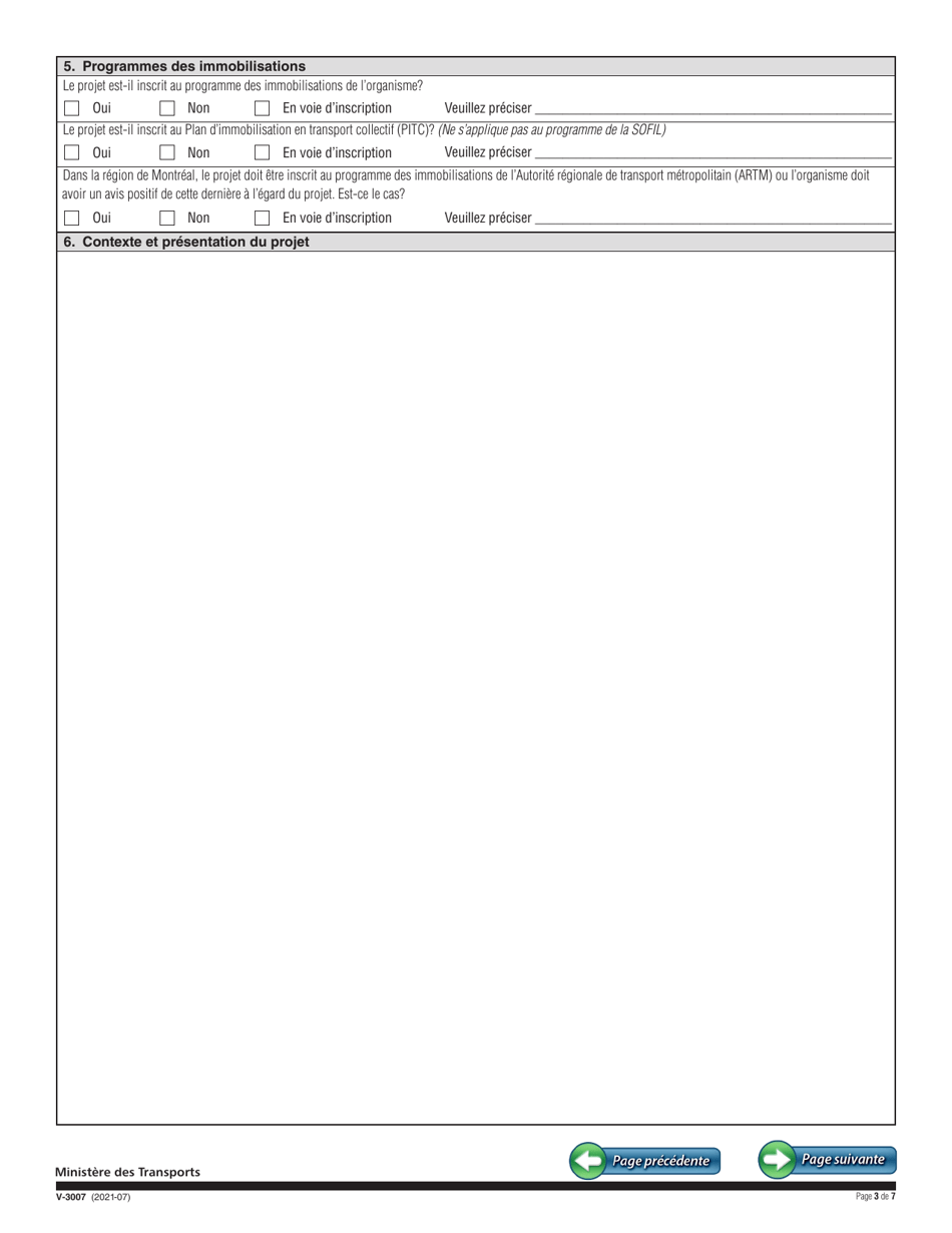 Forme V-3007 Demande Daide Financiere - Commande Unifiee Dautobus - Quebec, Canada (French), Page 3