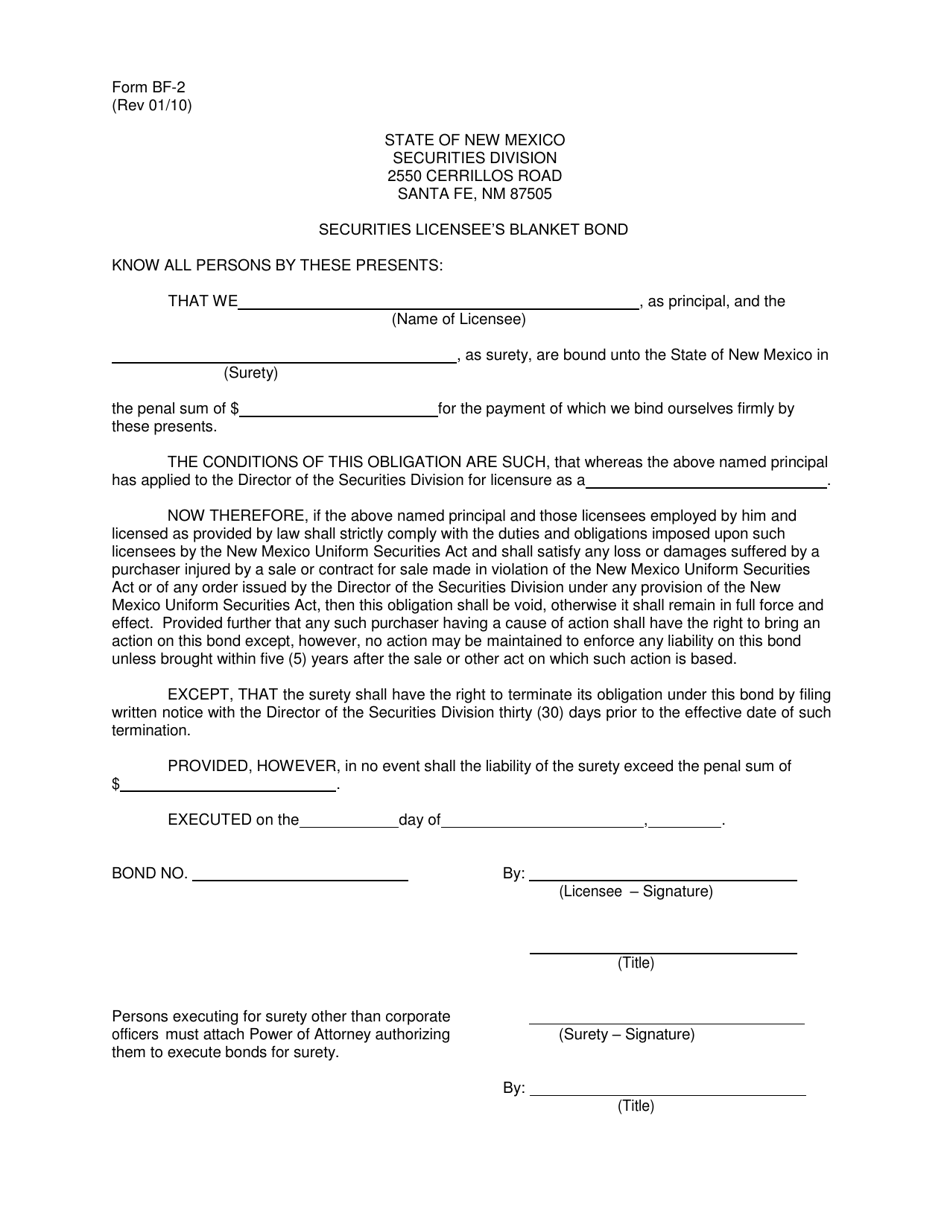 Form BF-2 - Fill Out, Sign Online and Download Printable PDF, New ...