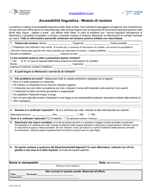 Language Access Complaint Form - New York (Italian) Download Pdf
