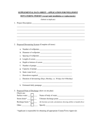 Document preview: Supplemental Data Sheet - Application for Wellpoint Dewatering Permit (Except Tank Installation or Replacements) - New York
