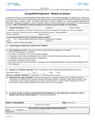 Form LA1 &quot;Language Access Complaint Form&quot; - New York (Italian)