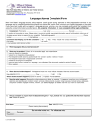 Form LA-1 &quot;Language Access Complaint Form&quot; - New York