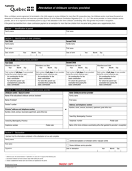 Form FO-0602A &quot;Attestation of Childcare Services Provided&quot; - Quebec, Canada