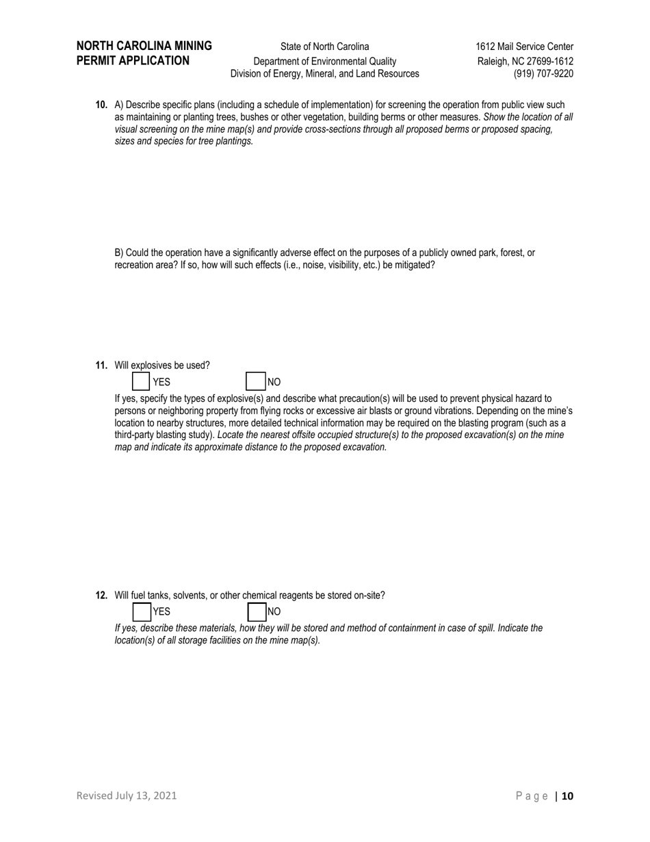 North Carolina Mining Permit Application - North Carolina, Page 10