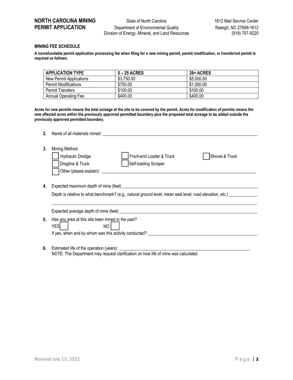 North Carolina Mining Permit Application - North Carolina, Page 3