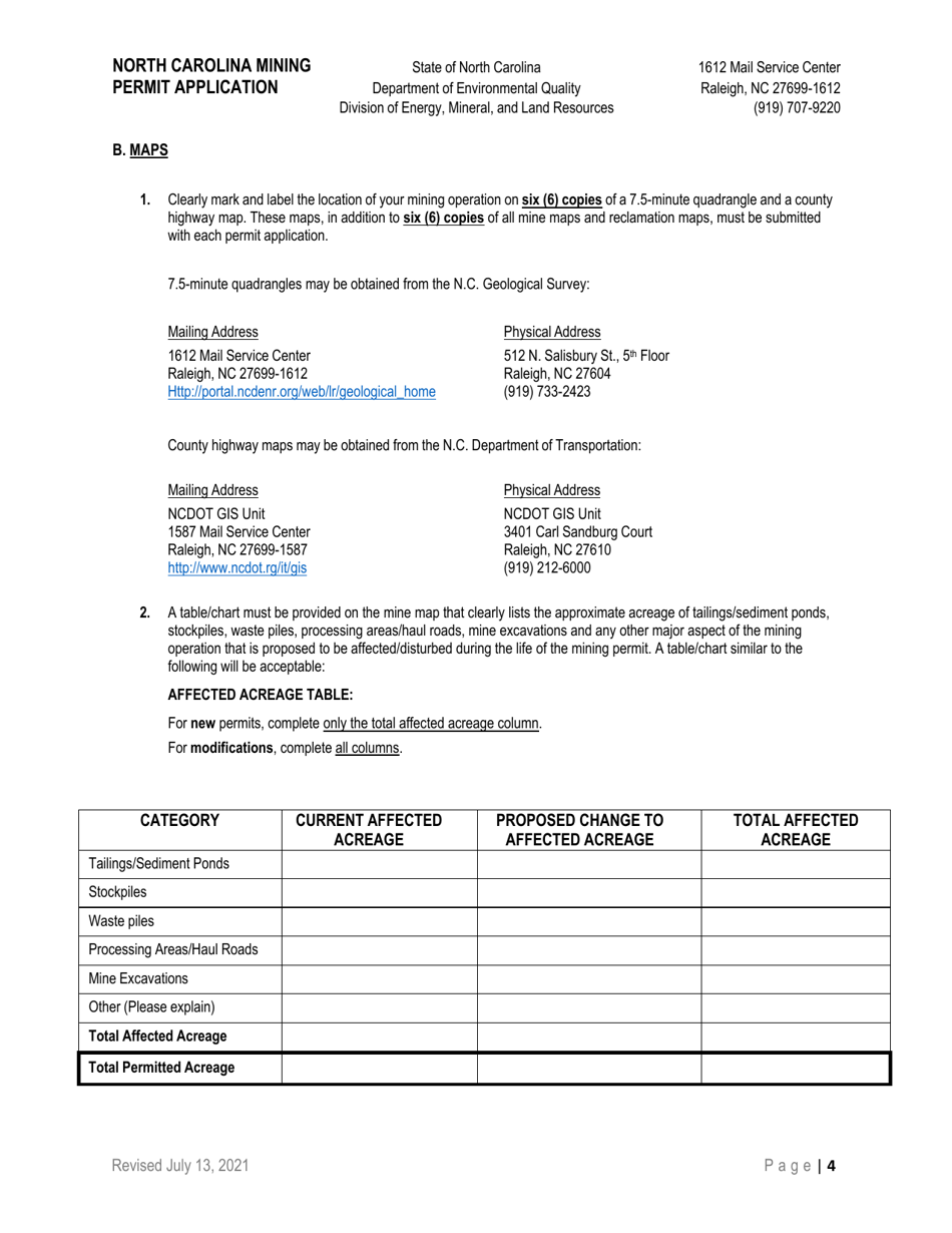 North Carolina Mining Permit Application - North Carolina, Page 4