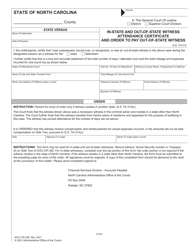 Form AOC-CR-235 In-state and Out-of-State Witness Attendance Certificate and Order to Pay Out-of-State Witness - North Carolina