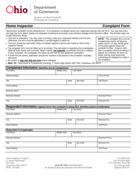 Form REPL-19-0025 Home Inspector Complaint Form - Ohio, Page 2