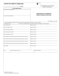 Form AOC-CV-771 &quot;Certificate of Service (Adult Protective Services)&quot; - North Carolina