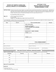 Form AOC-FS-201 &quot;Account 17310 Miscellaneous Expense Reimbursement Form&quot; - North Carolina