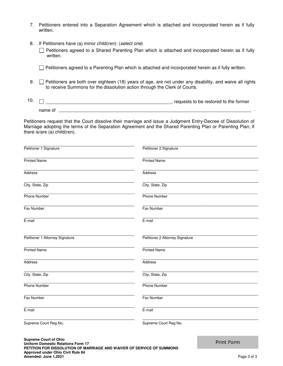 Uniform Domestic Relations Form 17 Download Fillable PDF or Fill Online
