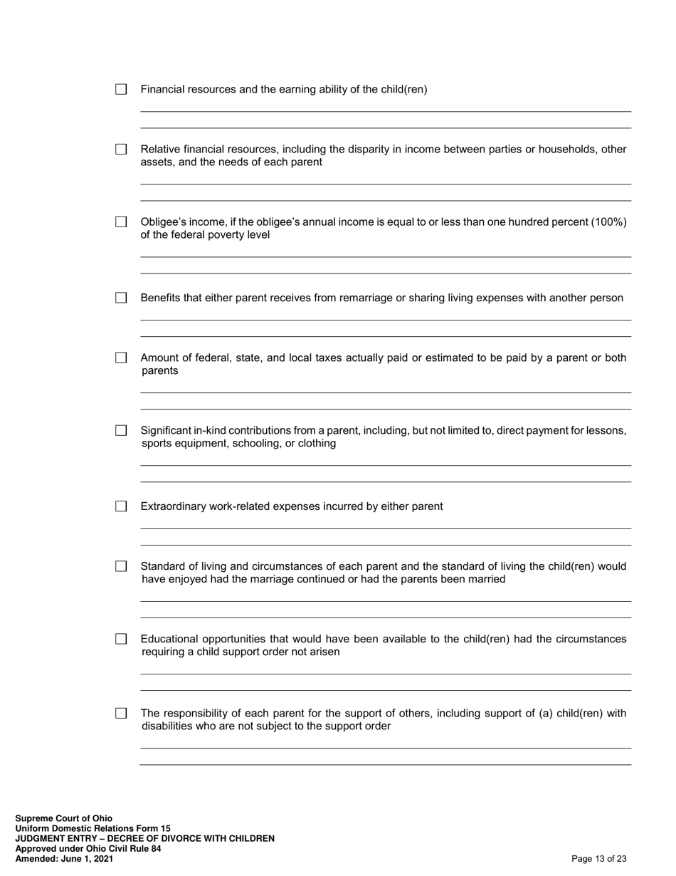 Uniform Domestic Relations Form 15 Download Fillable PDF or Fill Online ...