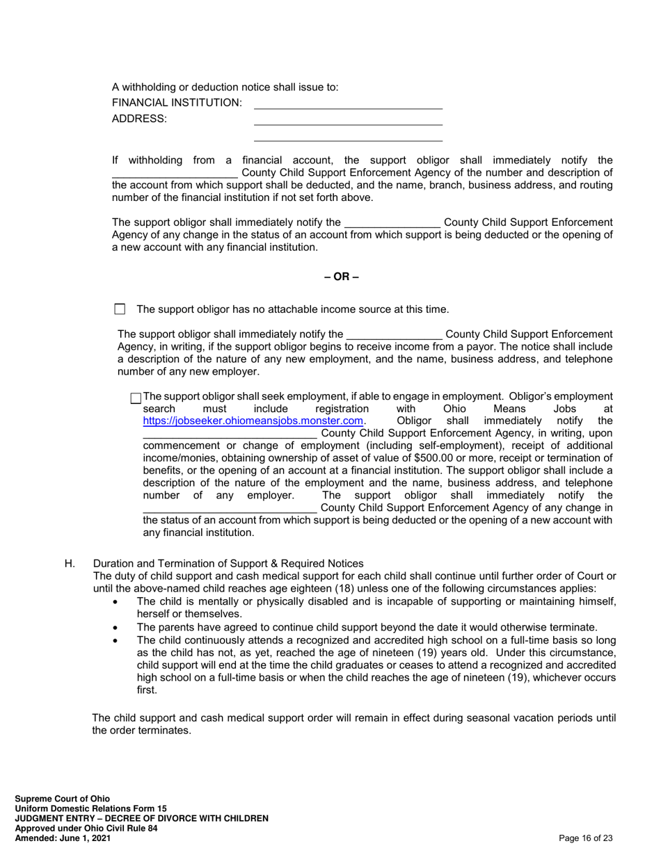 Uniform Domestic Relations Form 15 Download Fillable PDF or Fill Online ...