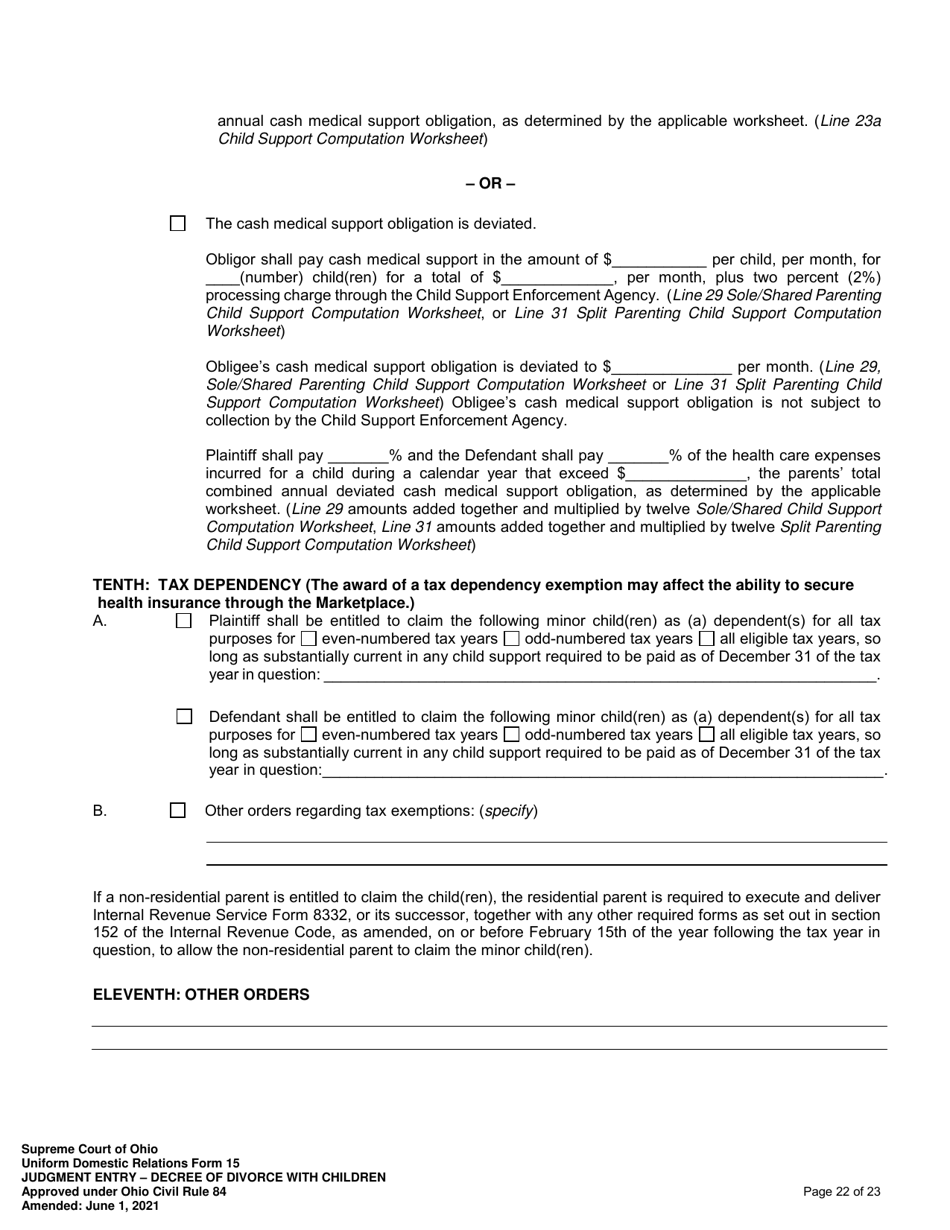 Uniform Domestic Relations Form 15 Download Fillable PDF or Fill Online ...