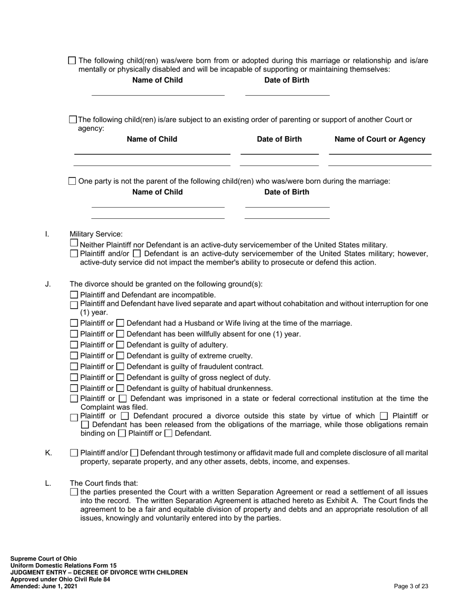 Uniform Domestic Relations Form 15 Download Fillable PDF or Fill Online ...