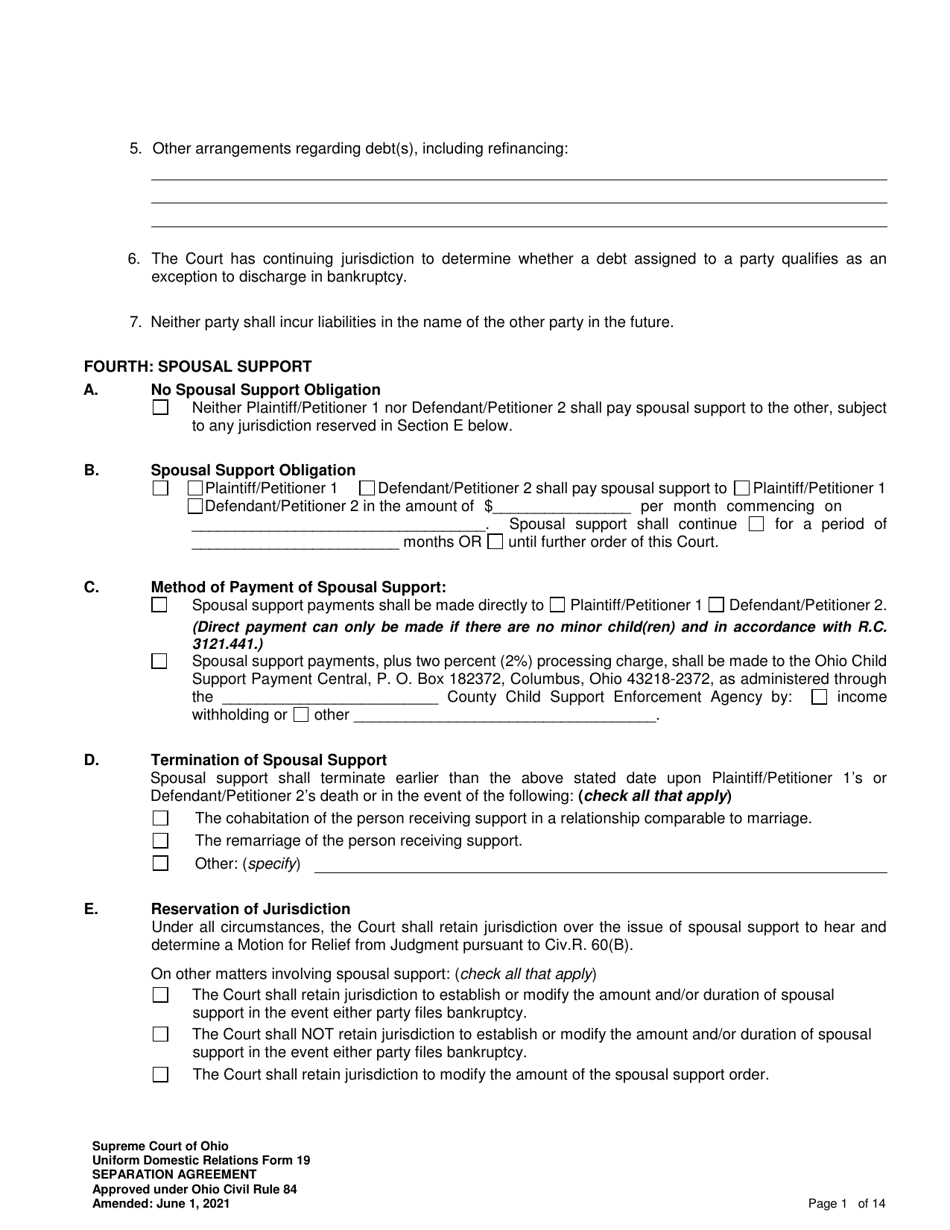 Uniform Domestic Relations Form 19 Download Fillable PDF or Fill Online ...