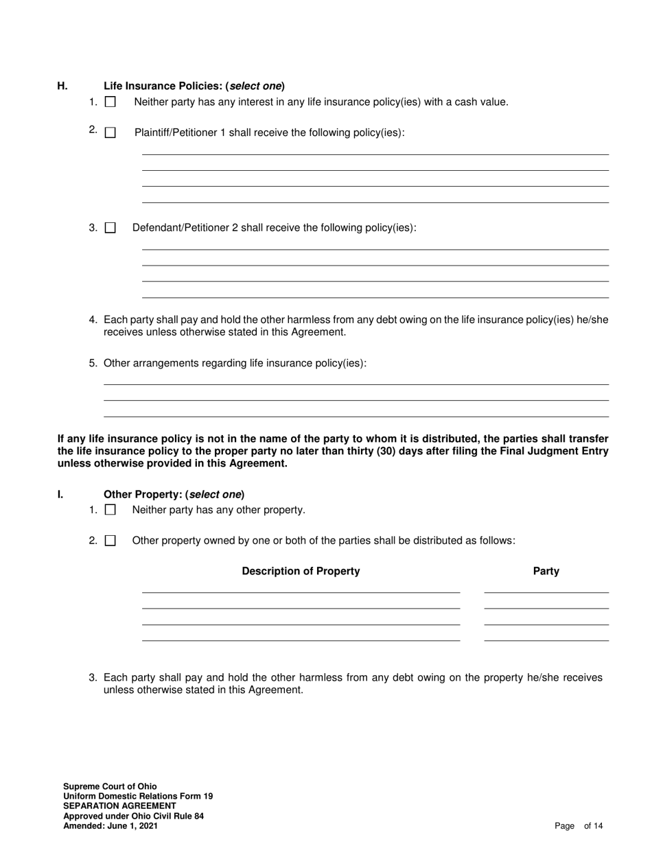 Uniform Domestic Relations Form 19 Download Fillable Pdf Or Fill Online 