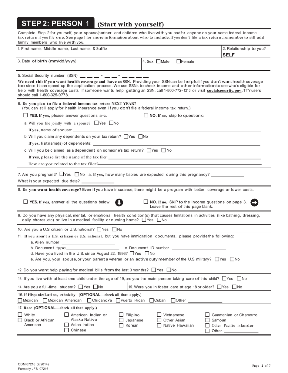 Form ODM07216 - Fill Out, Sign Online And Download Fillable PDF, Ohio ...