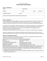 Form ODM10157 Privacy Board Data Request - Ohio