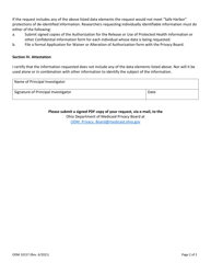 Form ODM10157 Privacy Board Data Request - Ohio, Page 2