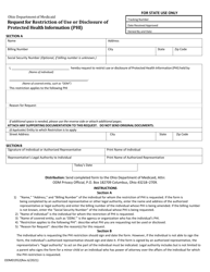 Document preview: Form ODM01953 Request for Amendment to Protected Health Information (Phi) - Ohio