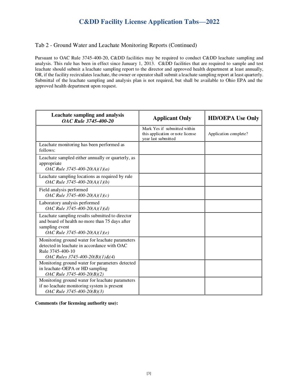 CDD Facility License Application Tabs - Ohio, Page 3