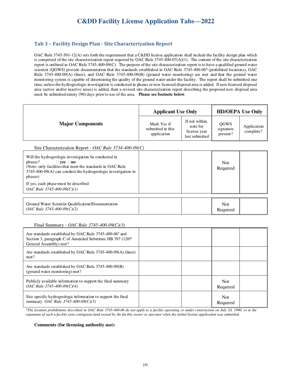 CDD Facility License Application Tabs - Ohio, Page 4
