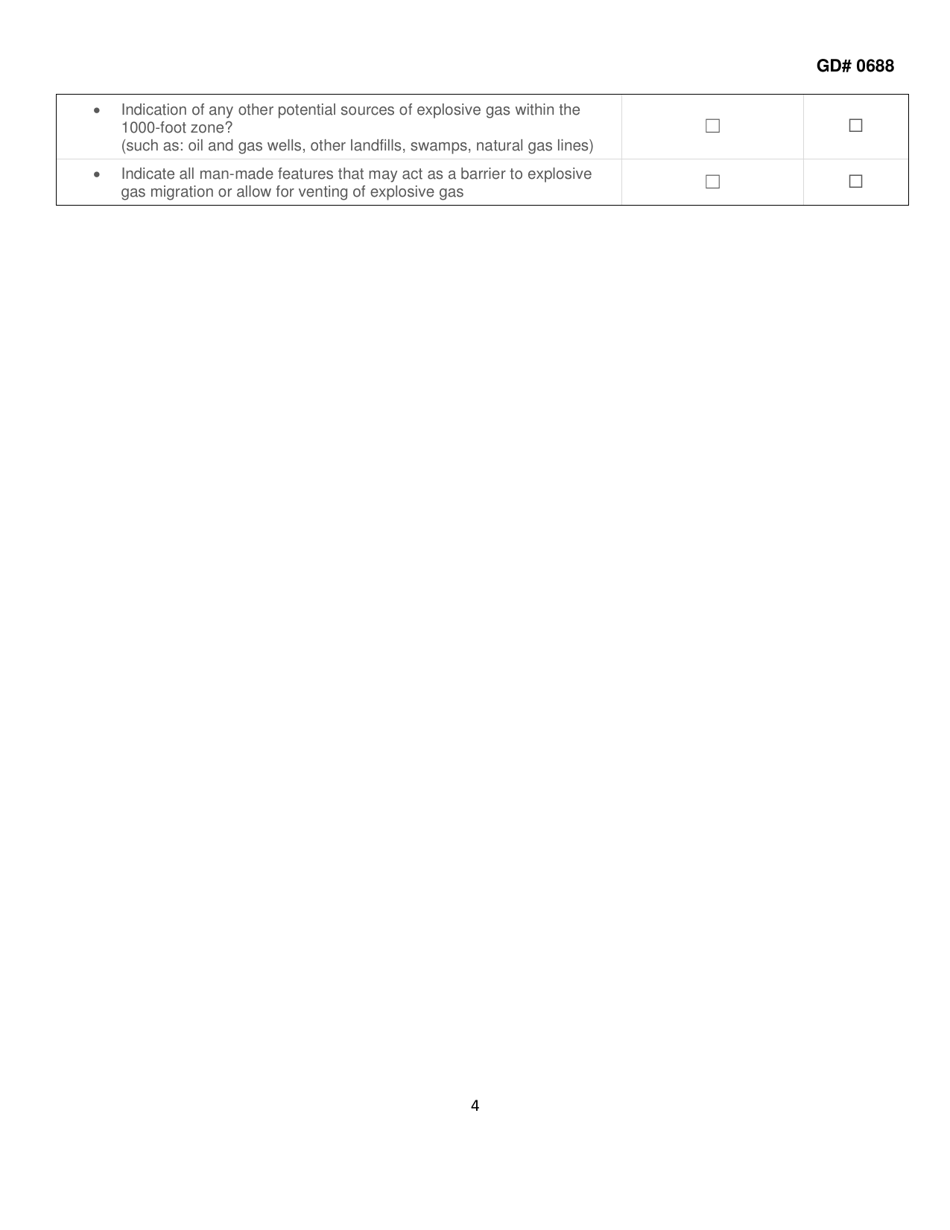 Form GD0688 Explosive Gas Monitoring Plan Application Tabs - Ohio, Page 4