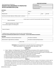 Form ODM01952 Request for Amendment to Protected Health Information (Phi) - Ohio