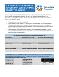 Document preview: Alternate Access for Ells Elp Band Committee Rubric - Oklahoma